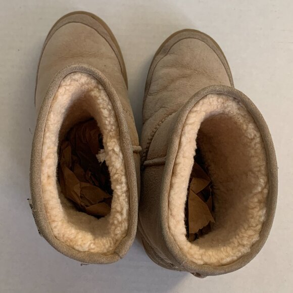 Shearling Supreme Sheepskin Lined Winter Boots Youth Girls Womens Beige Tan sz 6 - Picture 9 of 13